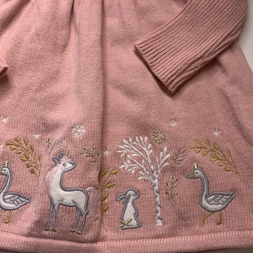 NWOT ASPEN KIDS Pink majestic unicorn animal embroidered knit dress 2T